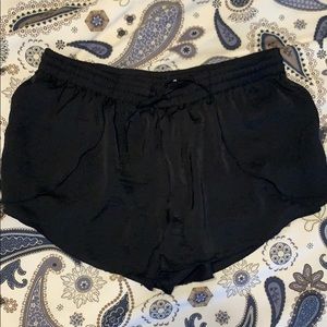 Black satin shorts